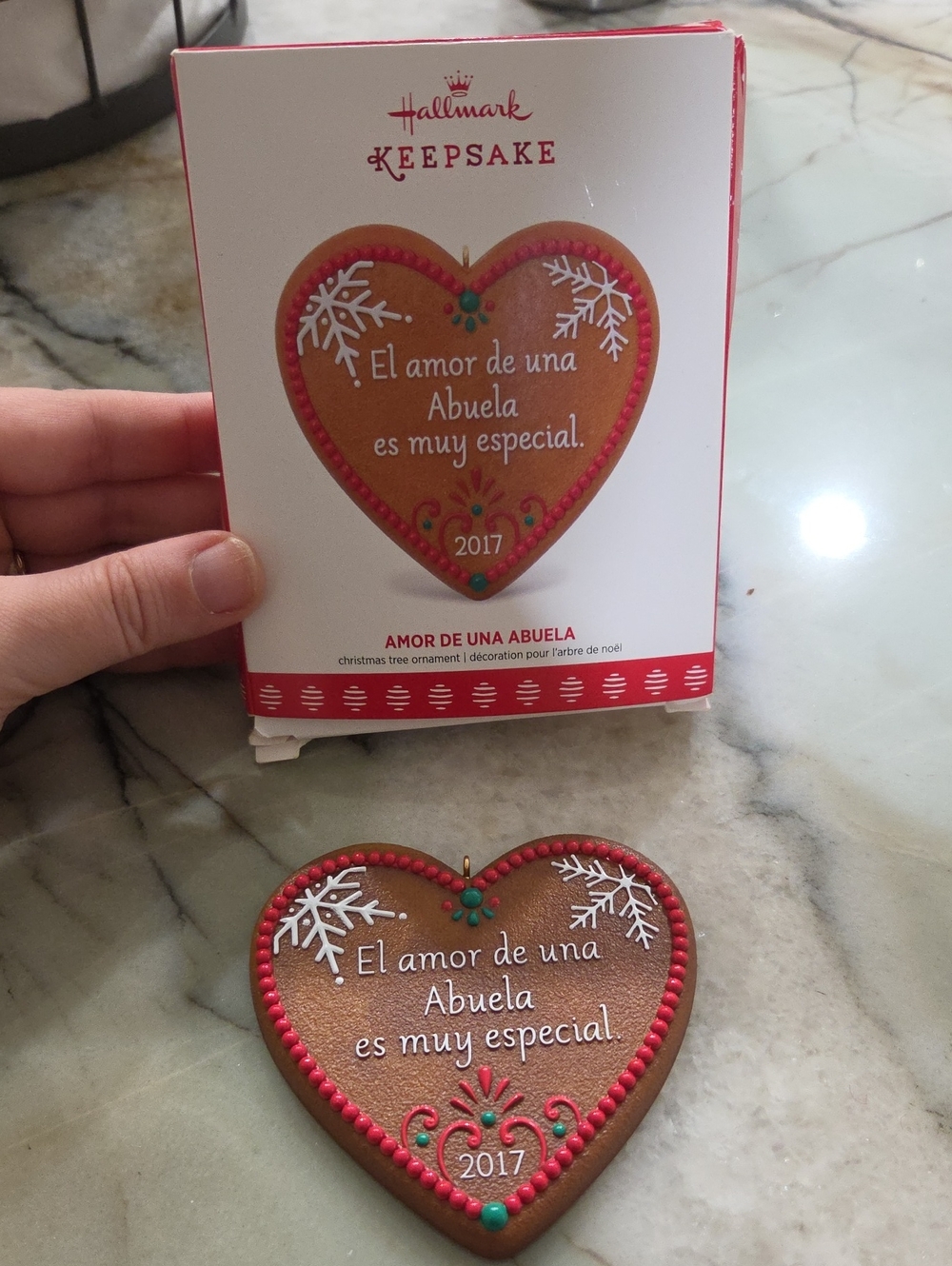 Hallmark Brown Heart Ornament with Red Beaded Edge